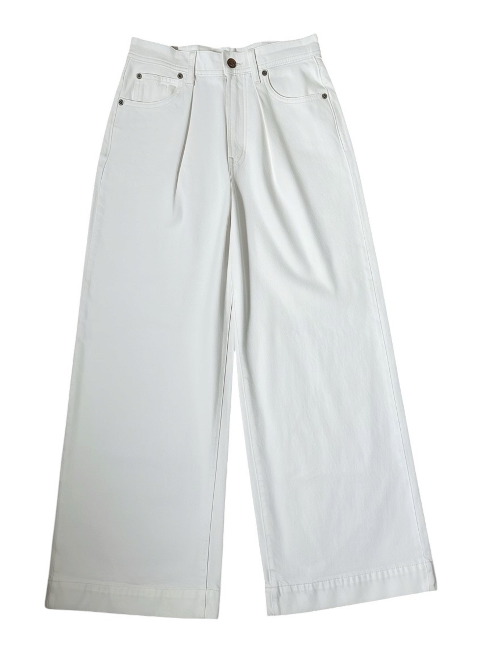 Gap Women's White High Rise Denim Trouser Jeans Pants Wide Leg Sz 27 4 Cotton